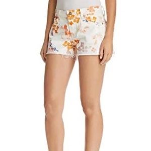 NEW 7 for all mankind white floral print denim shorts - size 29